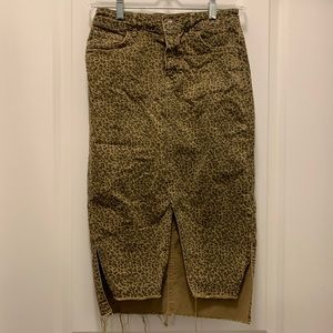 Zara Leopard Denim Skirt Size S